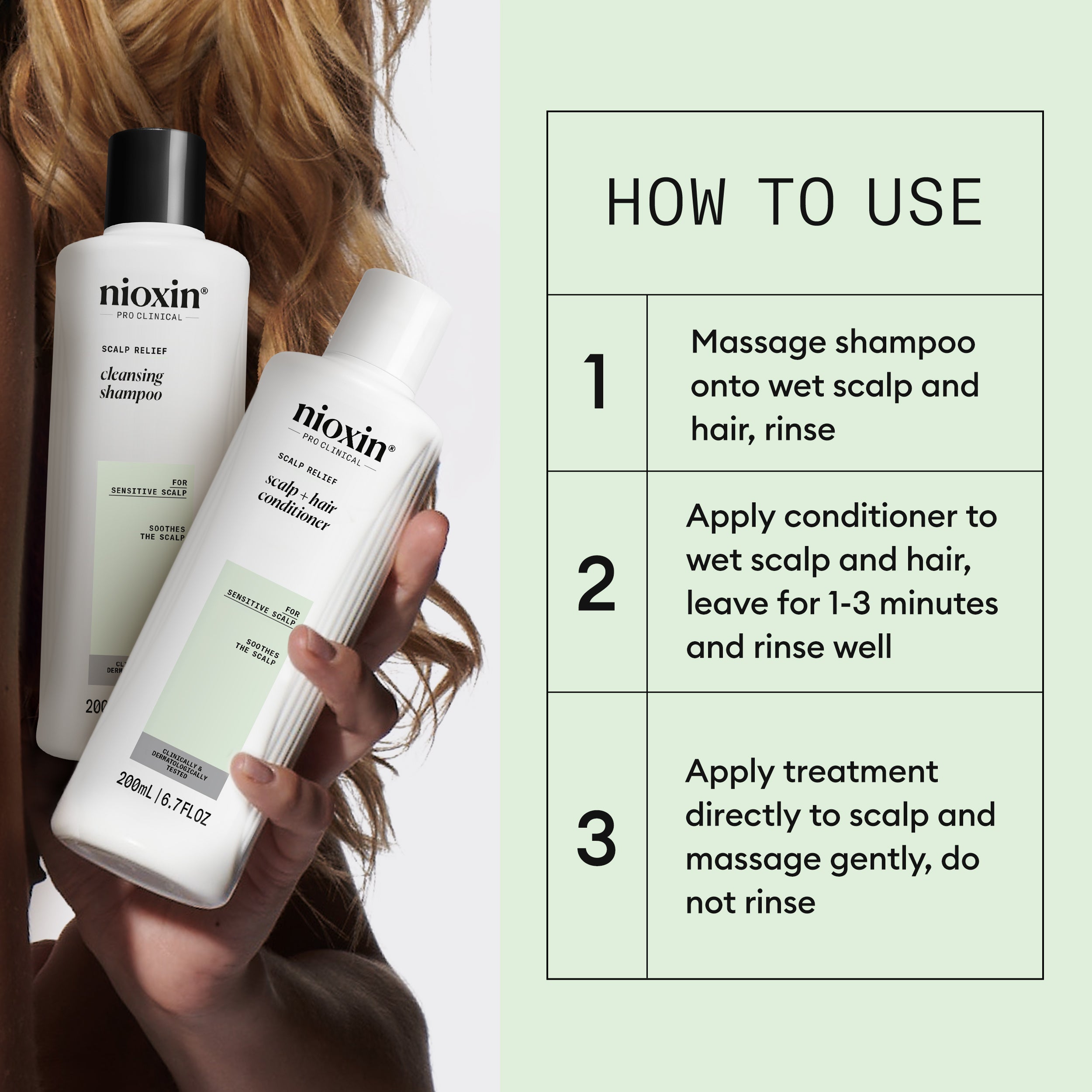 Nioxin Scalp Relief System - Hair Products for Sensitive, Itchy Scalp - Includes Shampoo, Conditioner and Serum