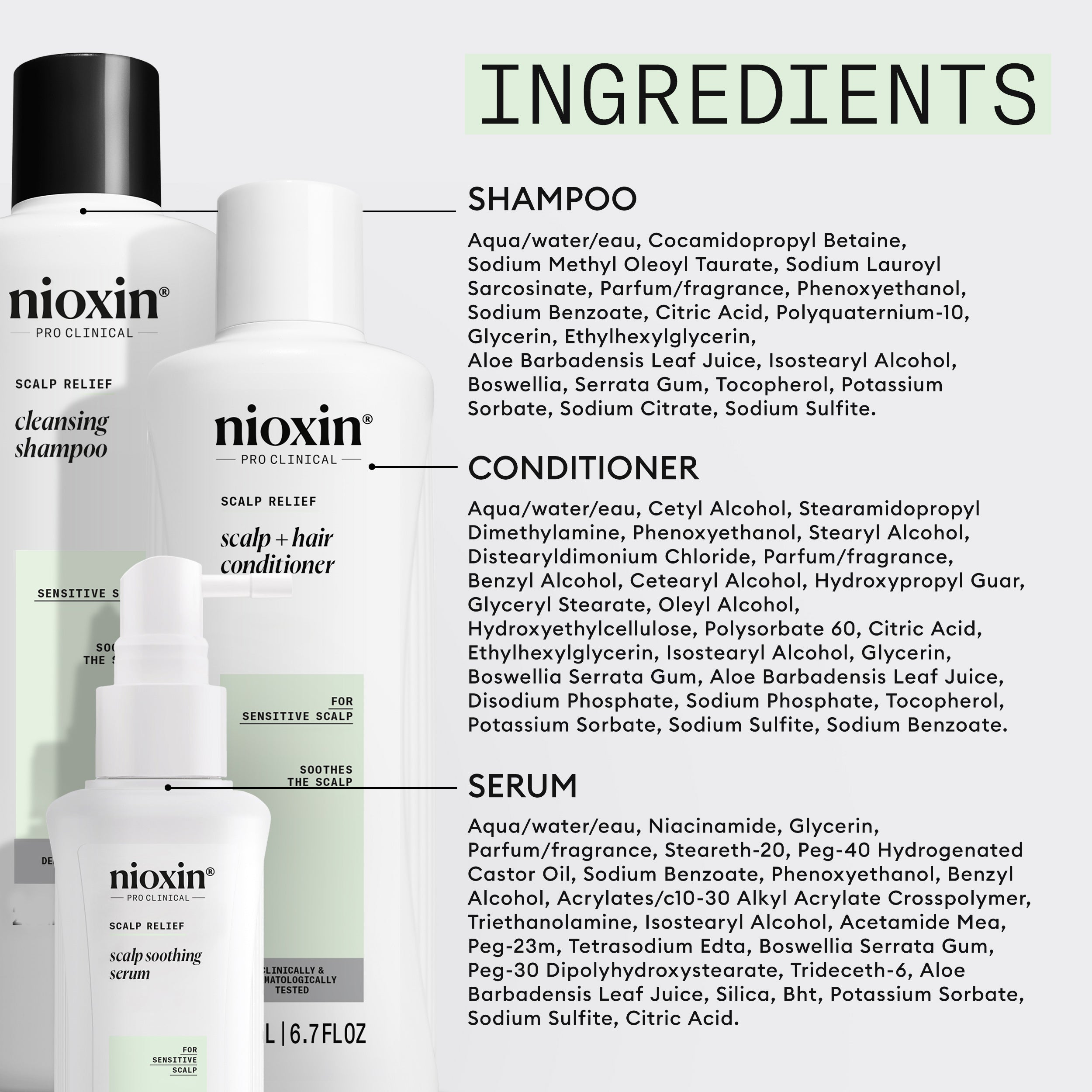 Nioxin Scalp Relief System - Hair Products for Sensitive, Itchy Scalp - Includes Shampoo, Conditioner and Serum