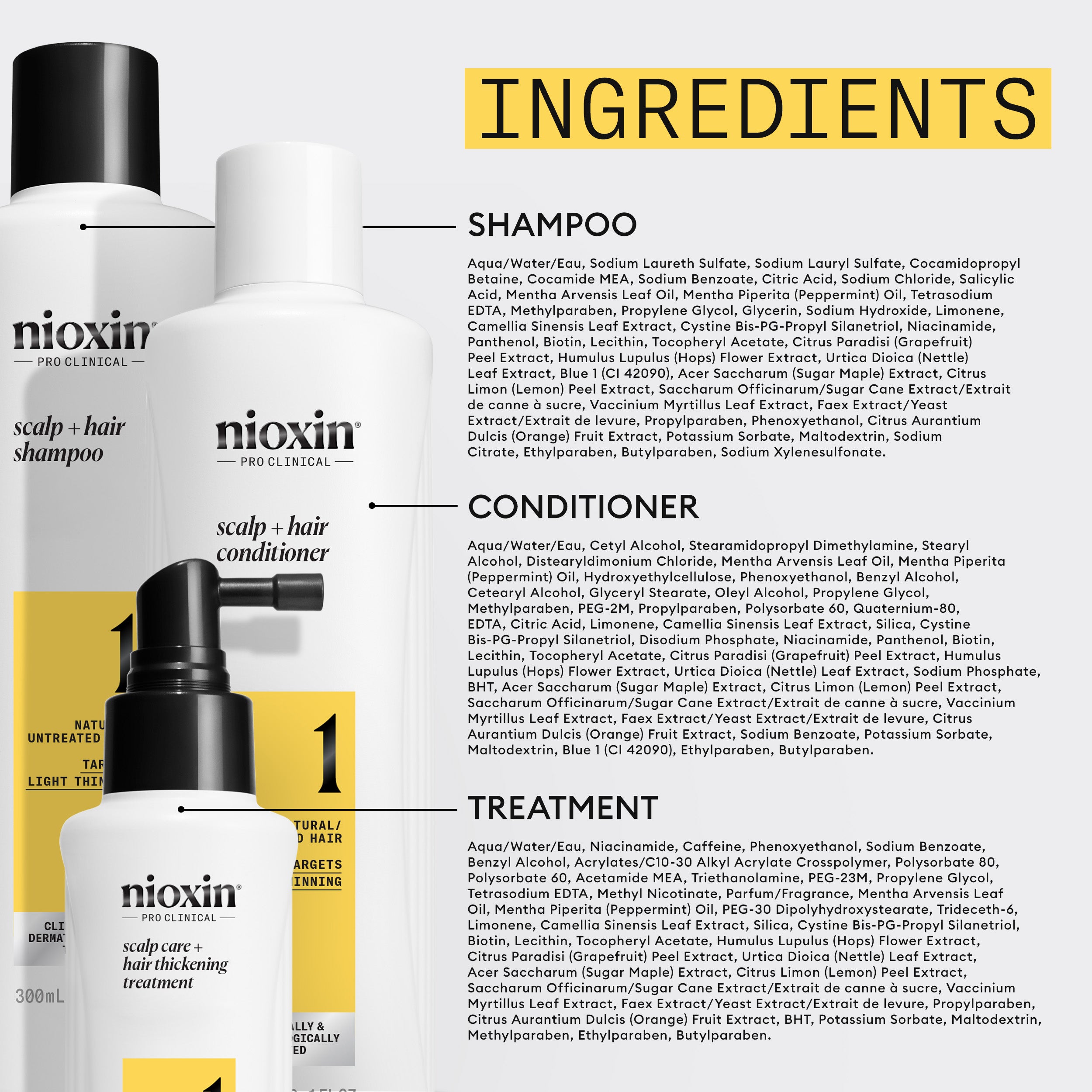 Nioxin Scalp + Hair Thickening System 1 - Includes Shampoo, Conditioner and Scalp Treatment