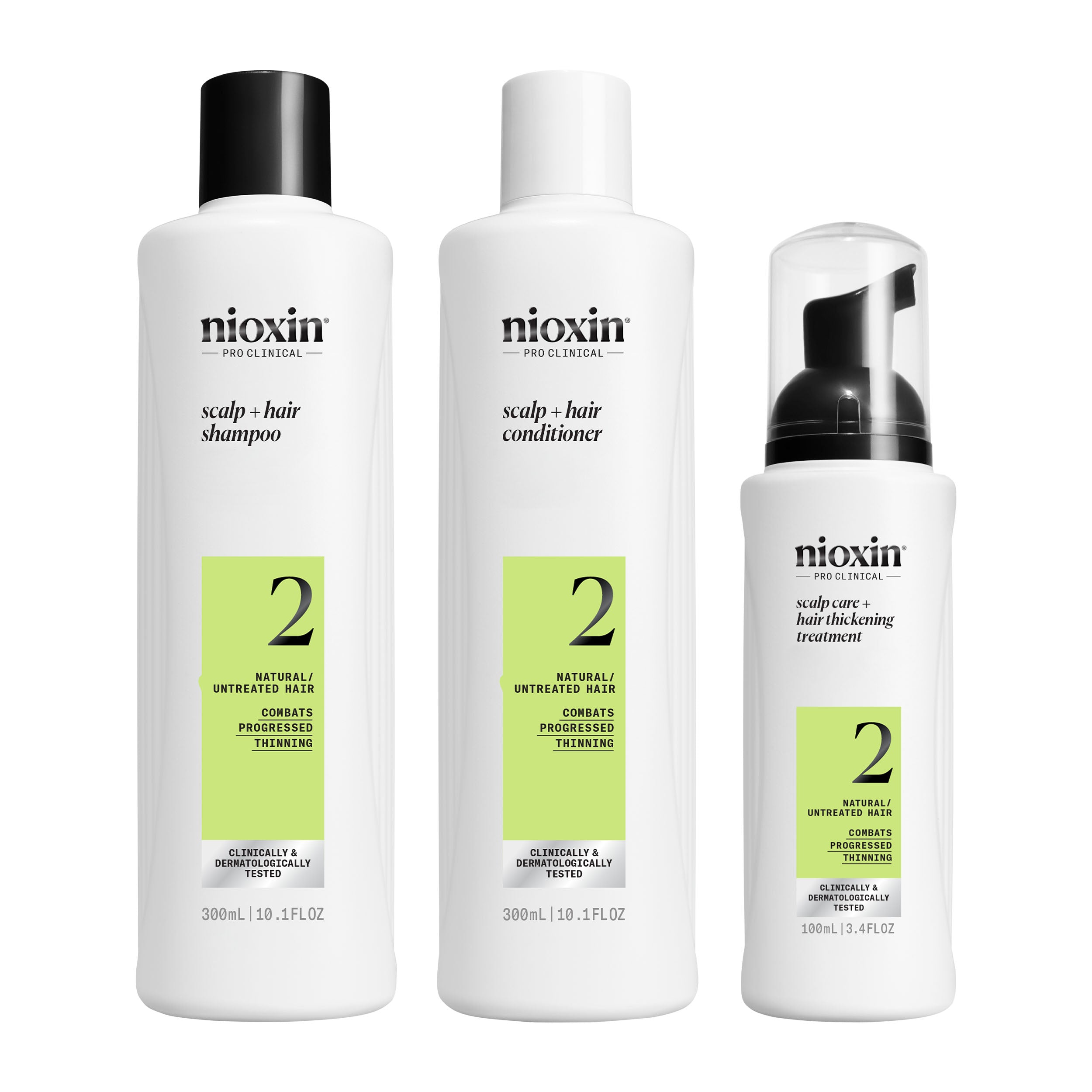 Nioxin Scalp  + Hair Thickening System 2 - Includes Shampoo, Conditioner and Scalp Treatment