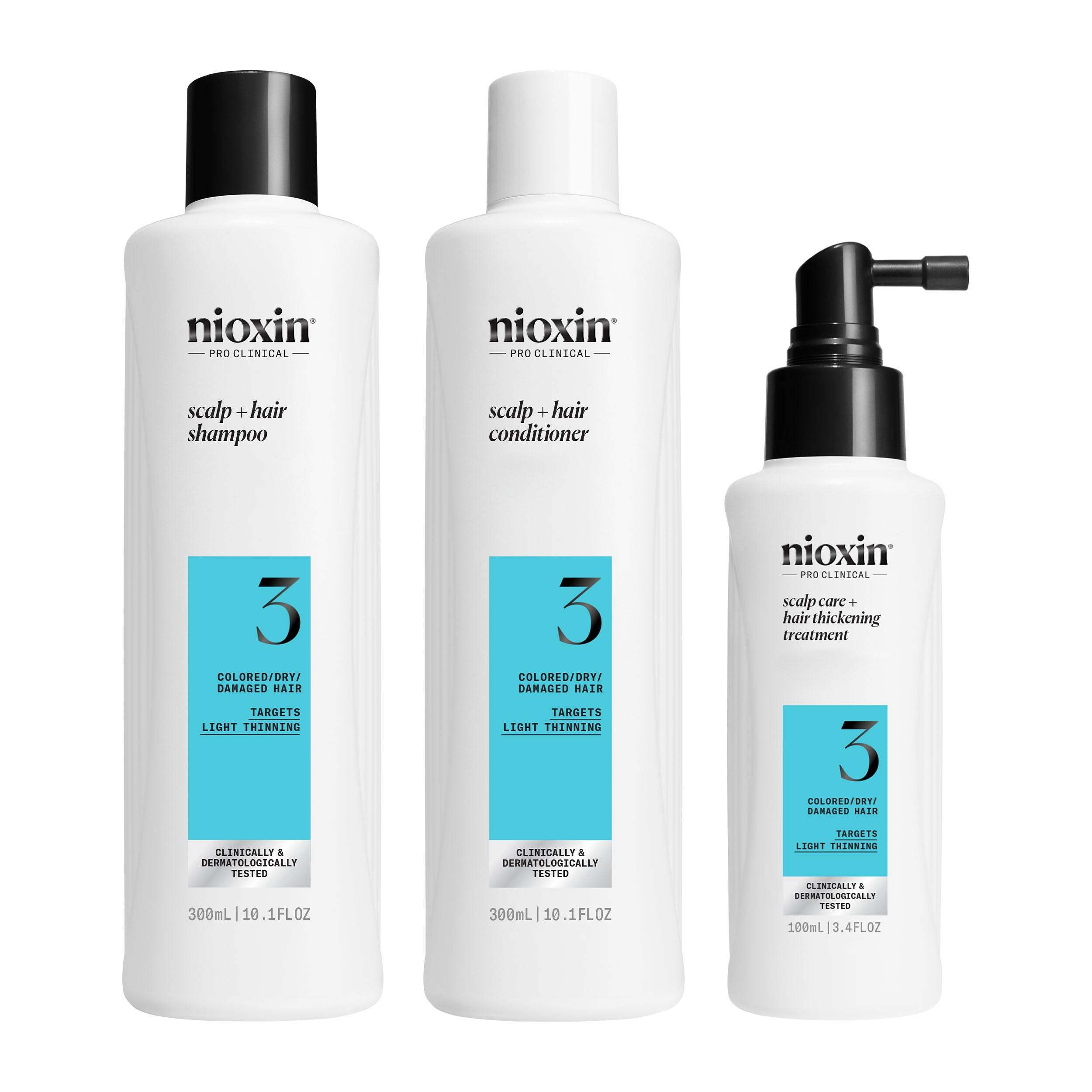 Nioxin Scalp  + Hair Thickening System 3 - Includes Shampoo, Conditioner and Scalp Treatment