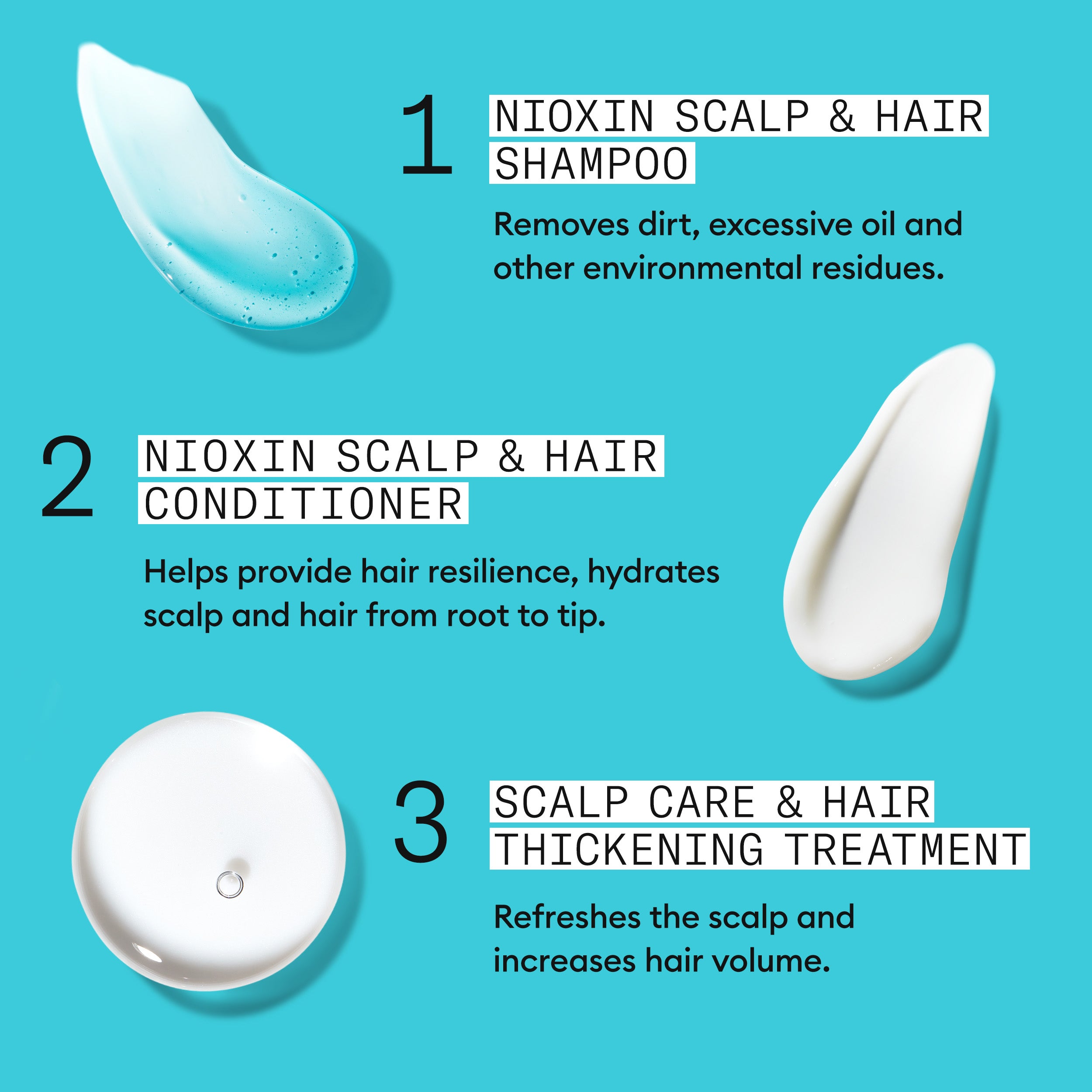 Nioxin Scalp  + Hair Thickening System 3 - Includes Shampoo, Conditioner and Scalp Treatment