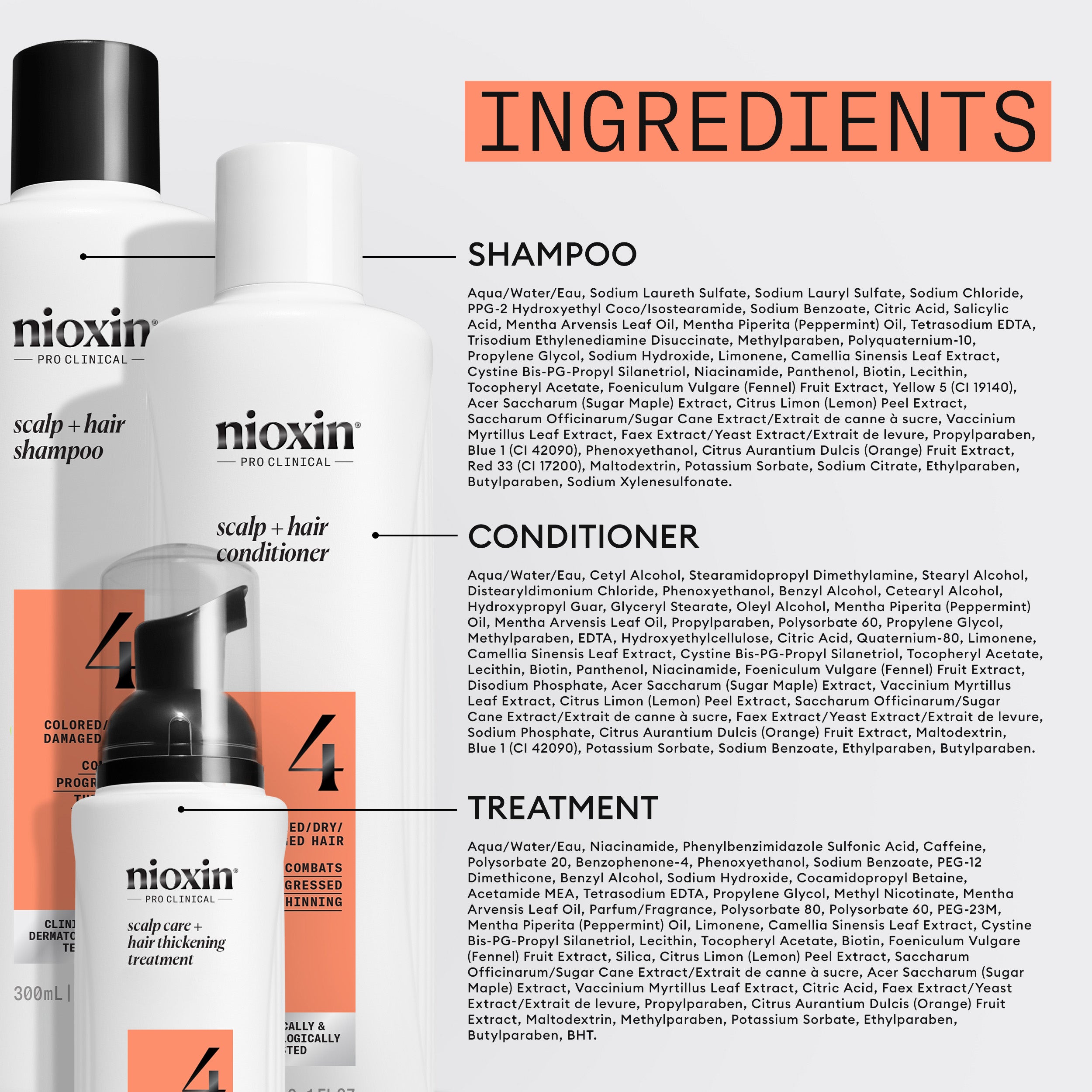 Nioxin Scalp + Hair Thickening System 4 - Includes Shampoo, Conditioner and Scalp Treatment