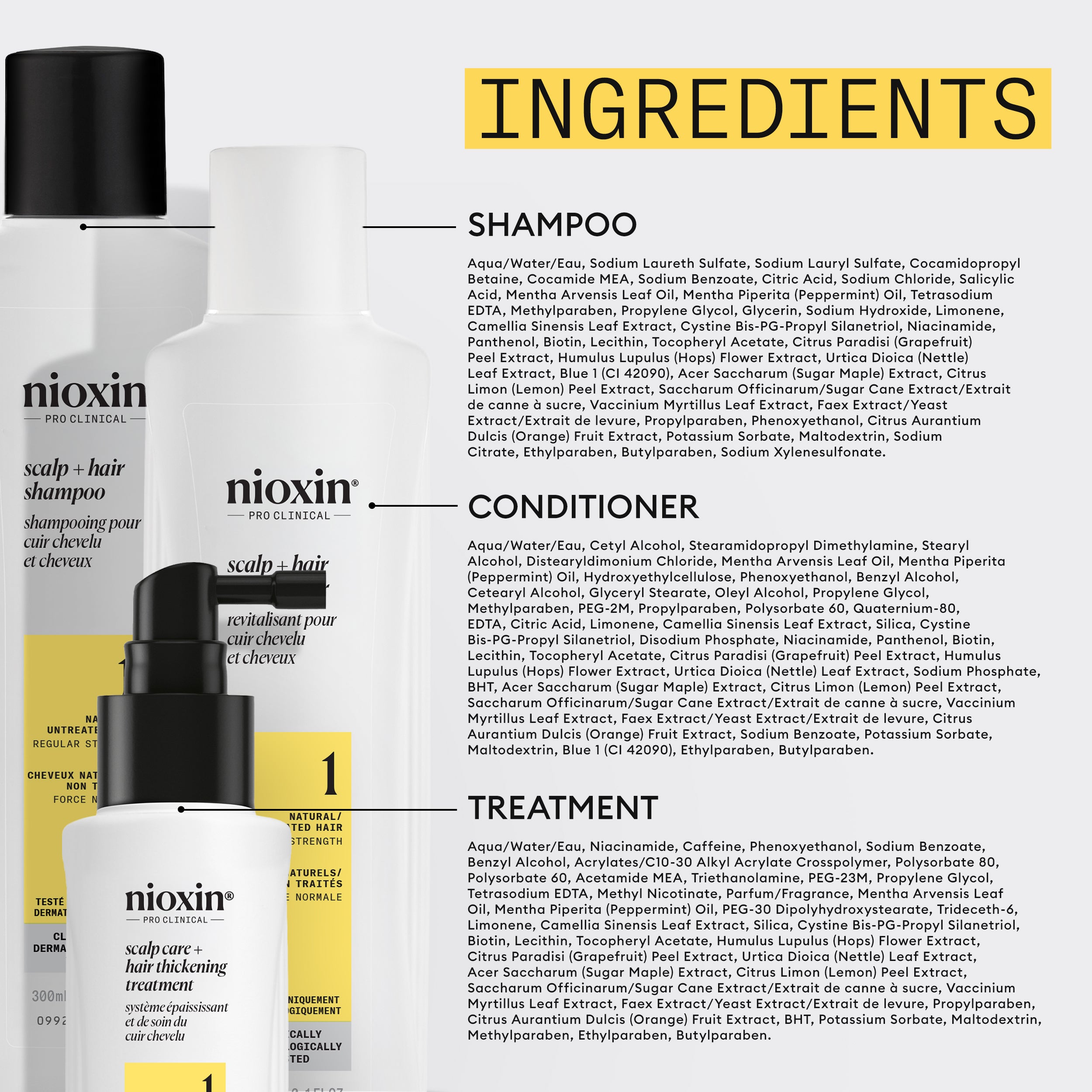 Nioxin Scalp + Hair Thickening System 1 - Includes Shampoo, Conditioner and Scalp Treatment