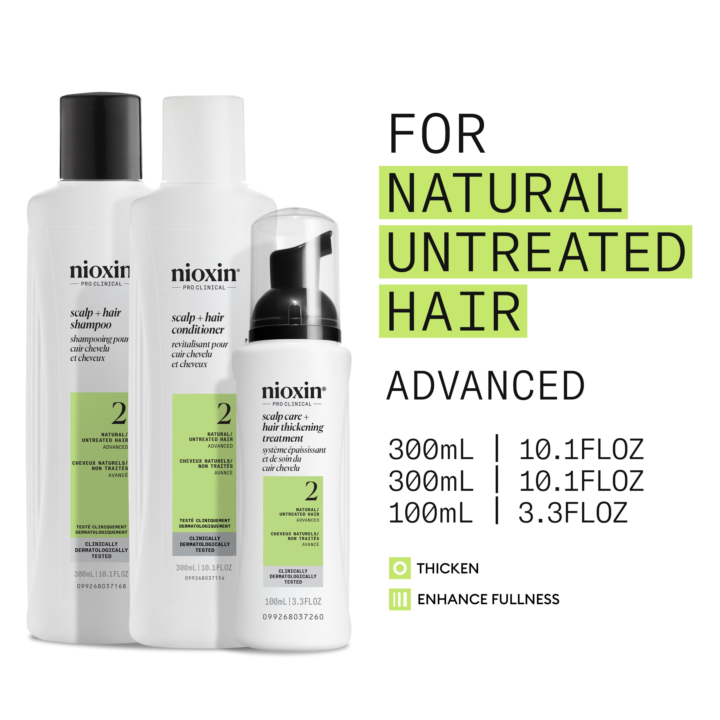 Nioxin Scalp  + Hair Thickening System 2 - Includes Shampoo, Conditioner and Scalp Treatment