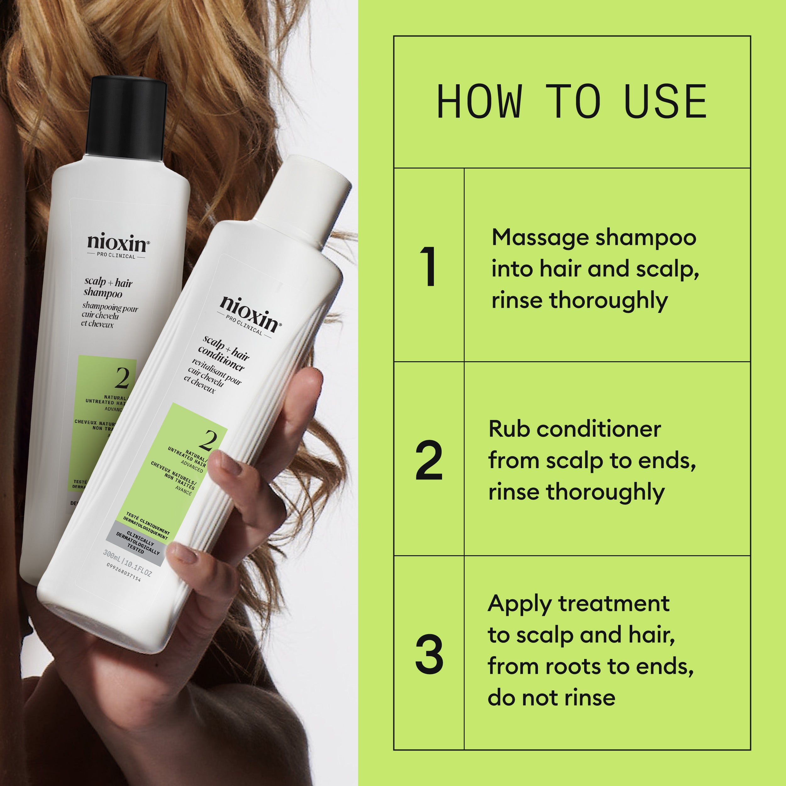 Nioxin Scalp  + Hair Thickening System 2 - Includes Shampoo, Conditioner and Scalp Treatment