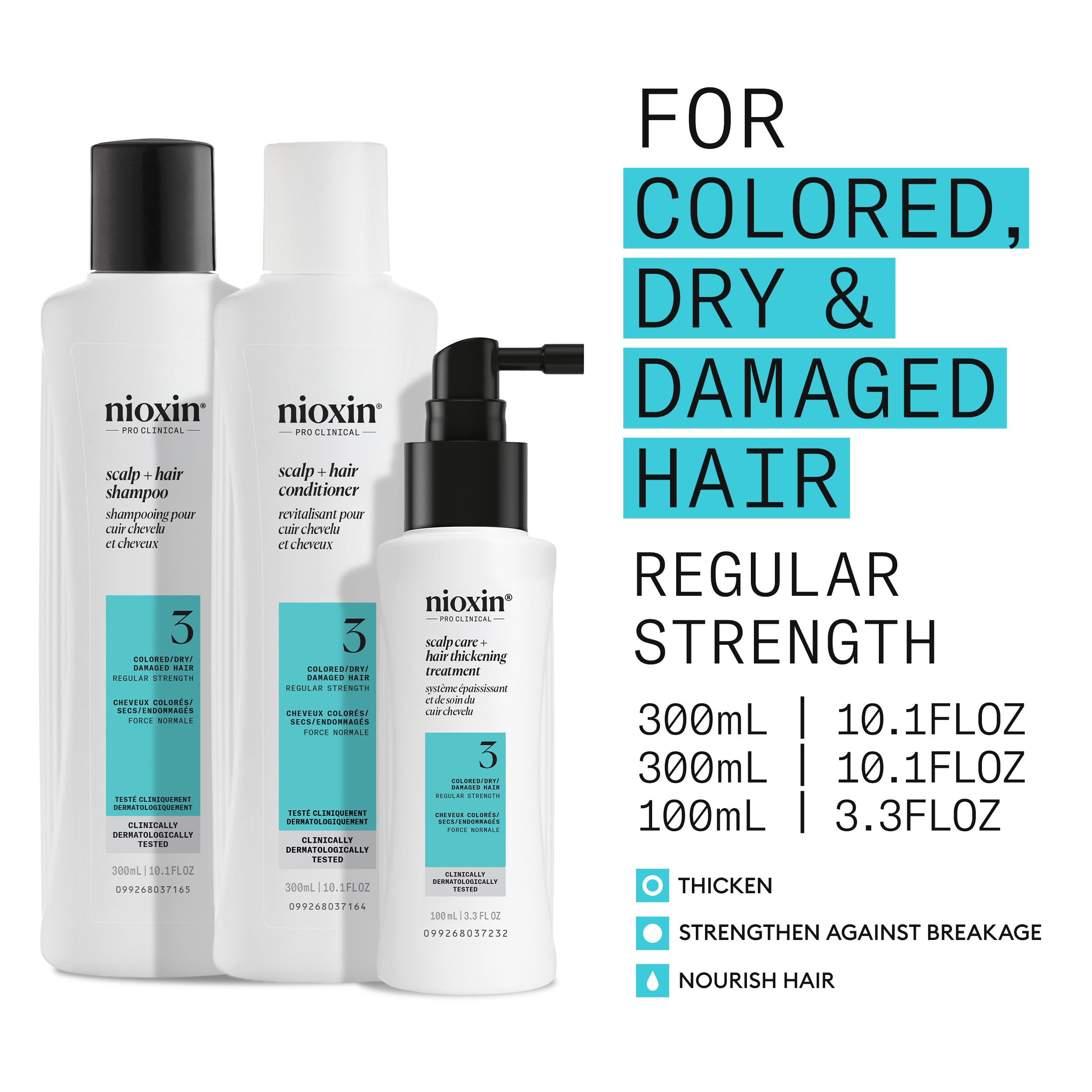 Nioxin Scalp  + Hair Thickening System 3 - Includes Shampoo, Conditioner and Scalp Treatment