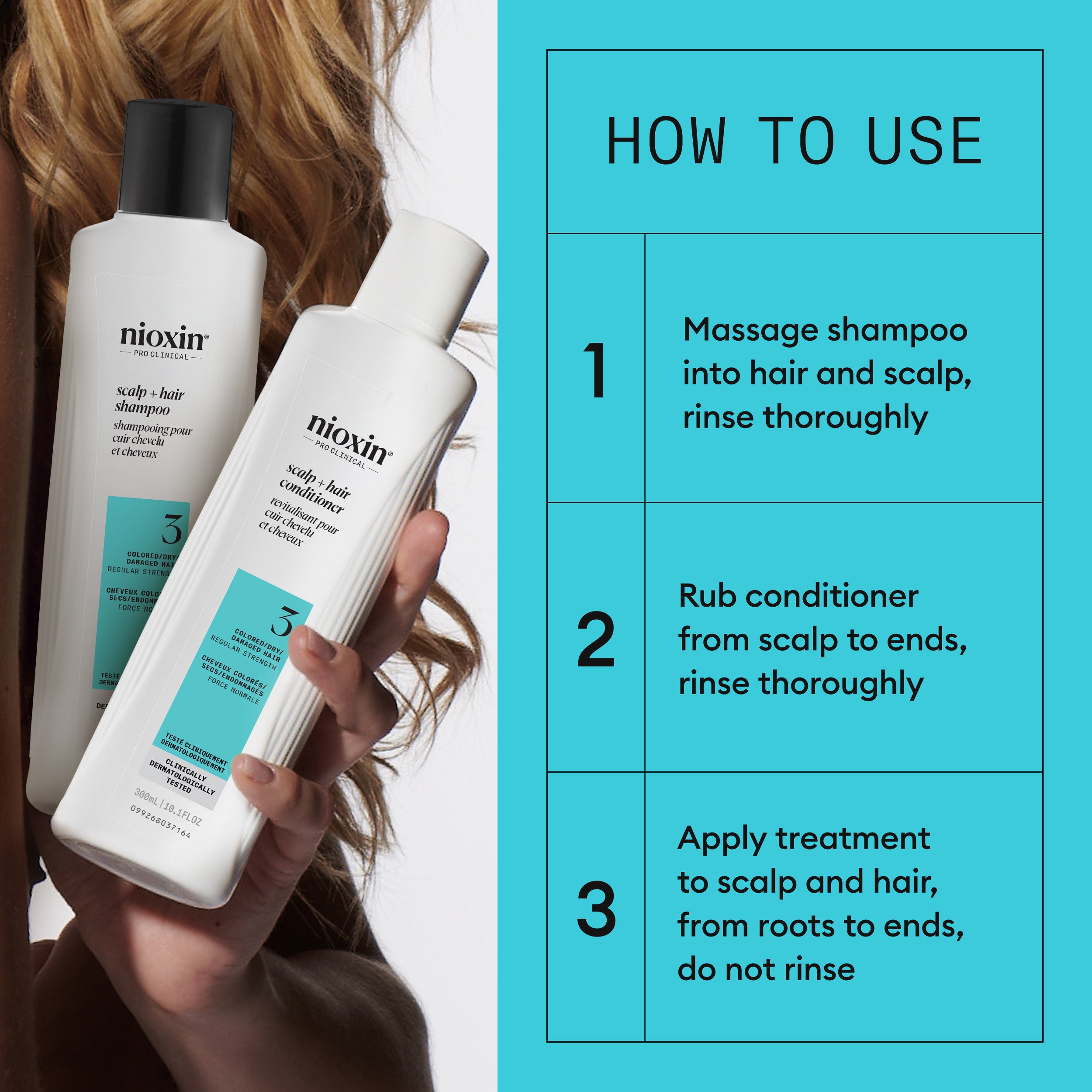 Nioxin Scalp  + Hair Thickening System 3 - Includes Shampoo, Conditioner and Scalp Treatment