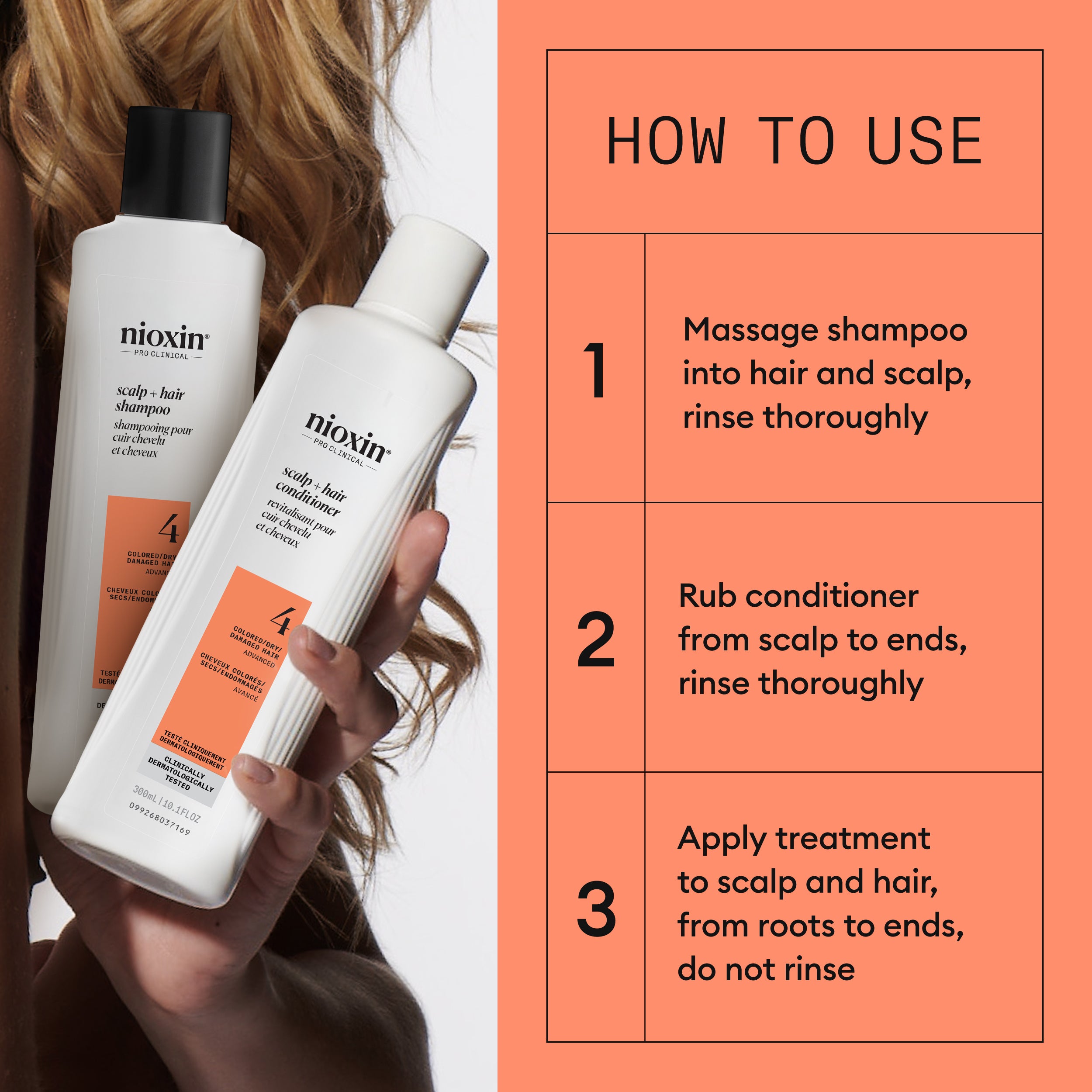 Nioxin Système 4 - Comprend un shampooing, un après-shampooing et un soin du cuir chevelu