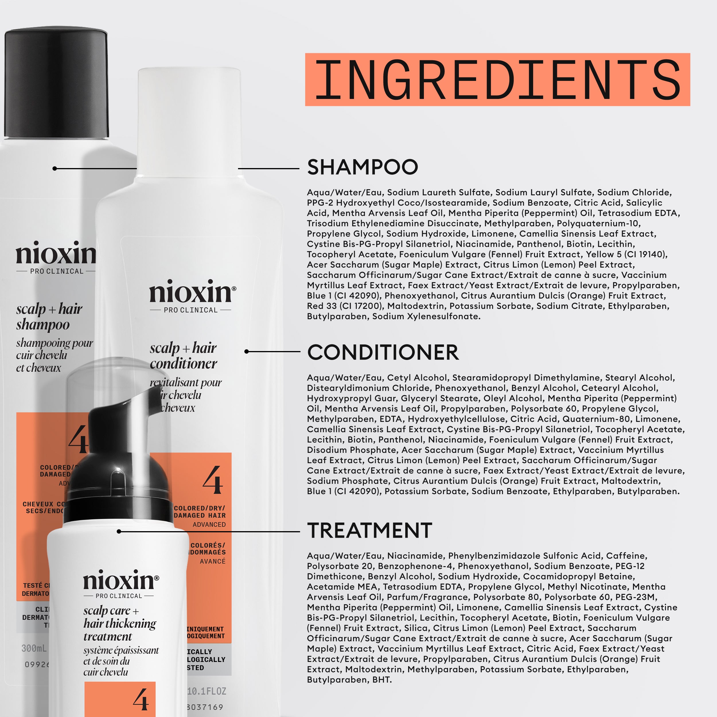 Nioxin Système 4 - Comprend un shampooing, un après-shampooing et un soin du cuir chevelu