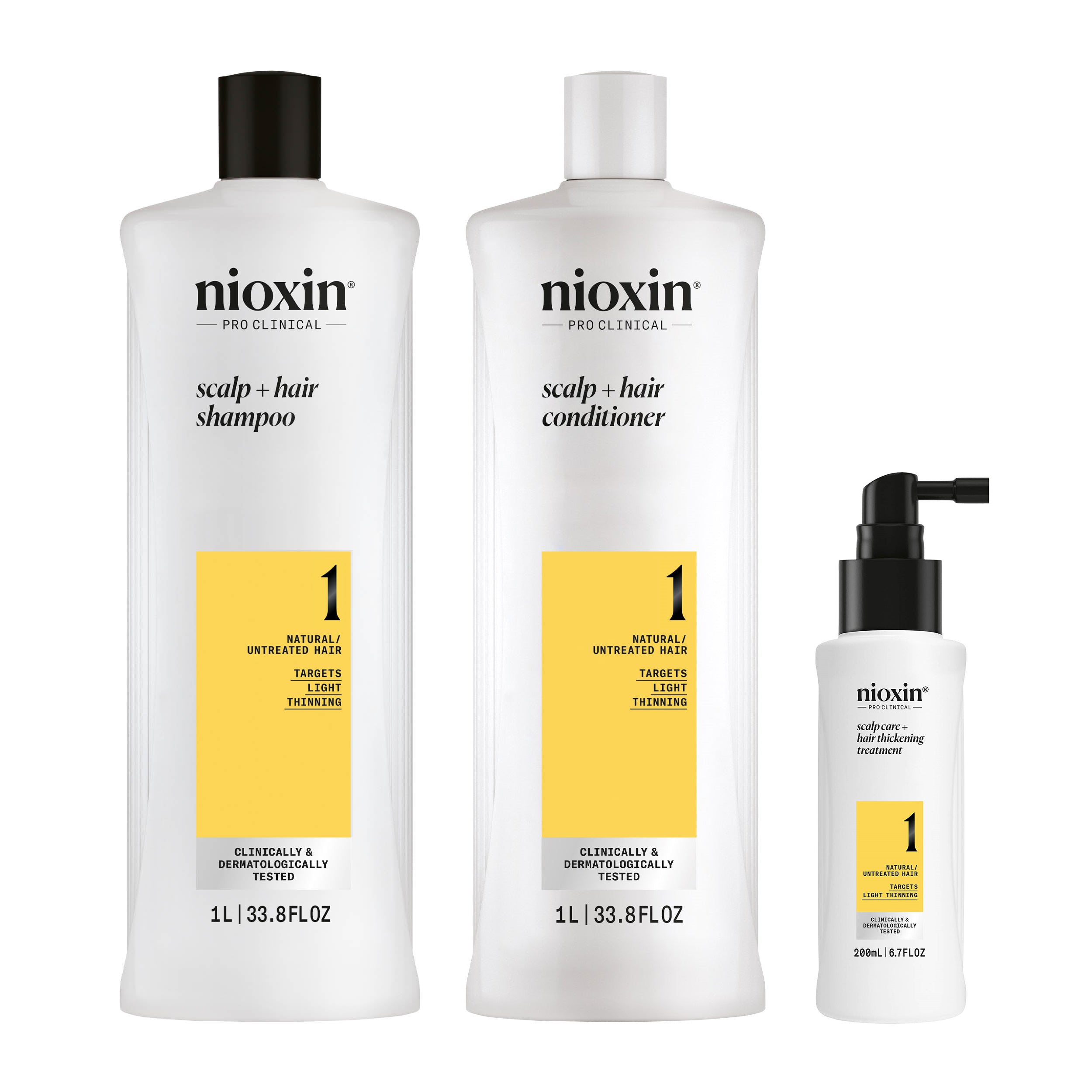 Nioxin Scalp + Hair Thickening System 1 - Includes Shampoo, Conditioner and Scalp Treatment