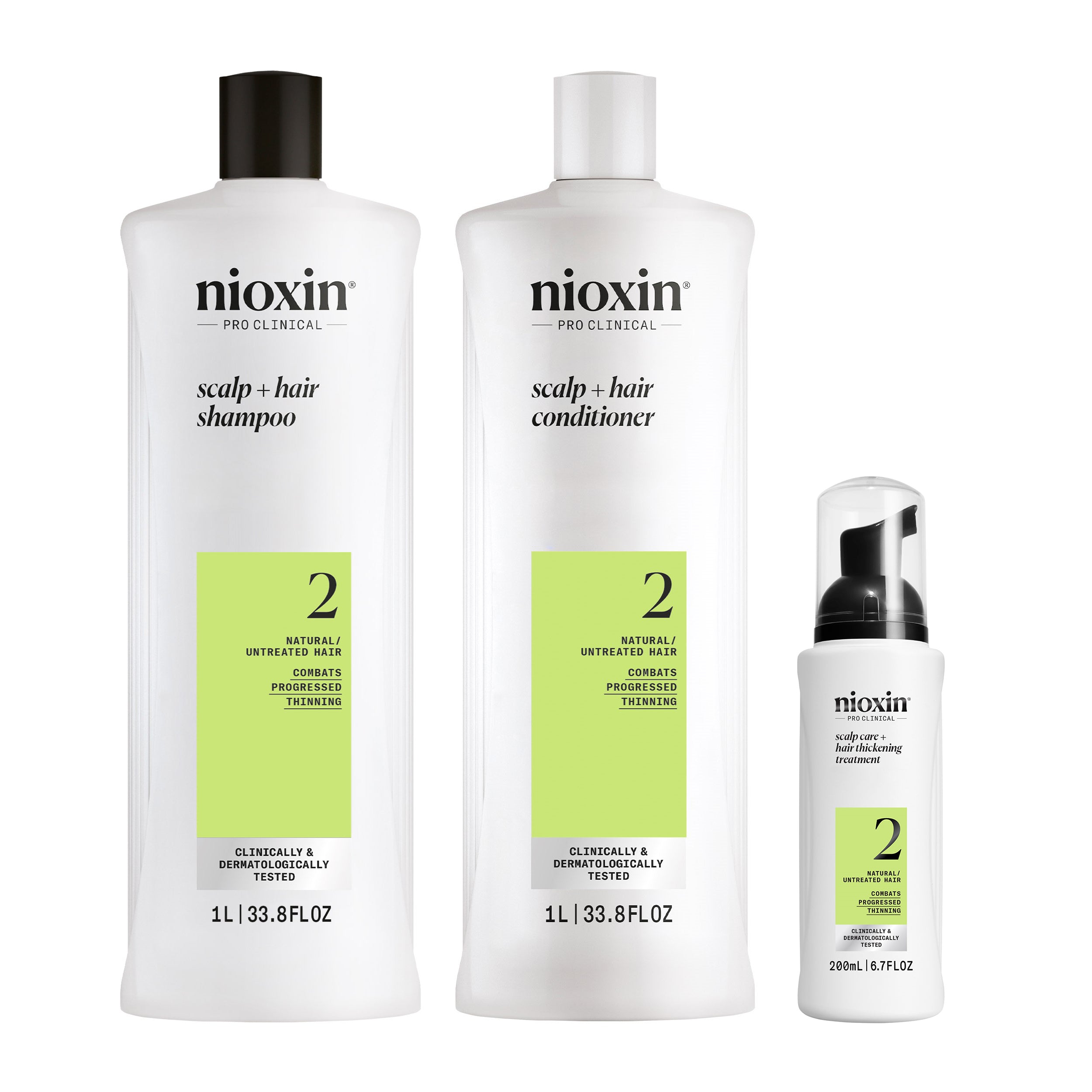 Nioxin Scalp  + Hair Thickening System 2 - Includes Shampoo, Conditioner and Scalp Treatment