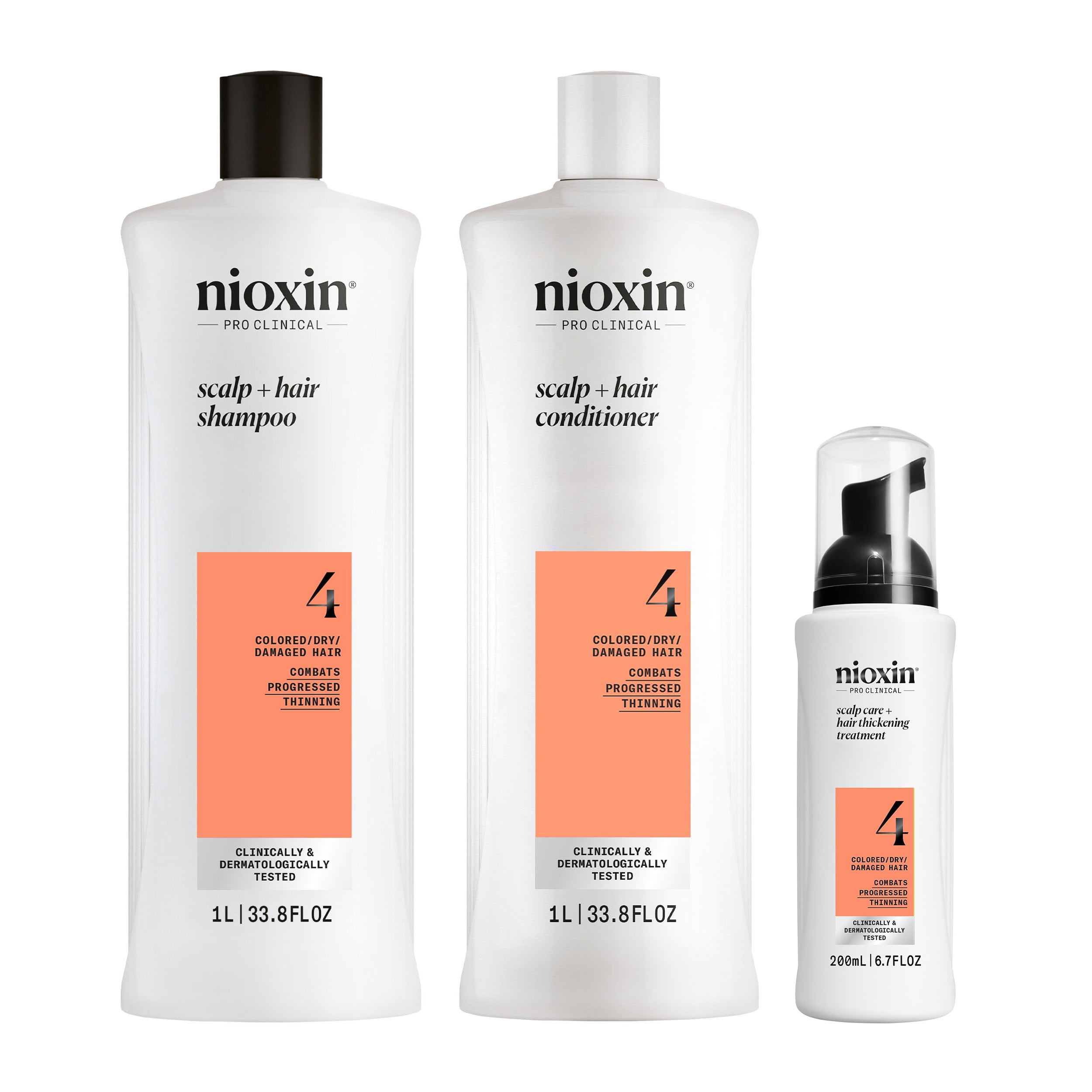 Nioxin Scalp + Hair Thickening System 4 - Includes Shampoo, Conditioner and Scalp Treatment